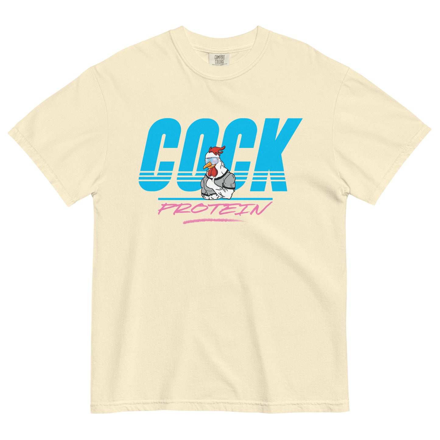 Cock Protein Heavyweight Tee | Ivory Middle Cock